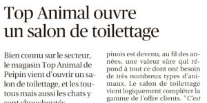 La Provence du 08/09/23 : Top Animal ouvre un salon de toilettage