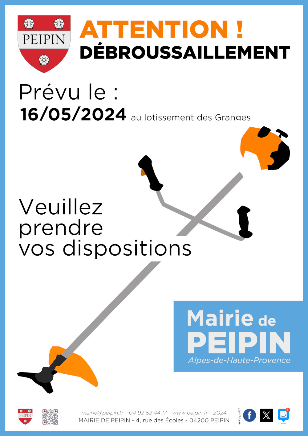 Affiche débrousaillement Peipin le 16 mai 2024