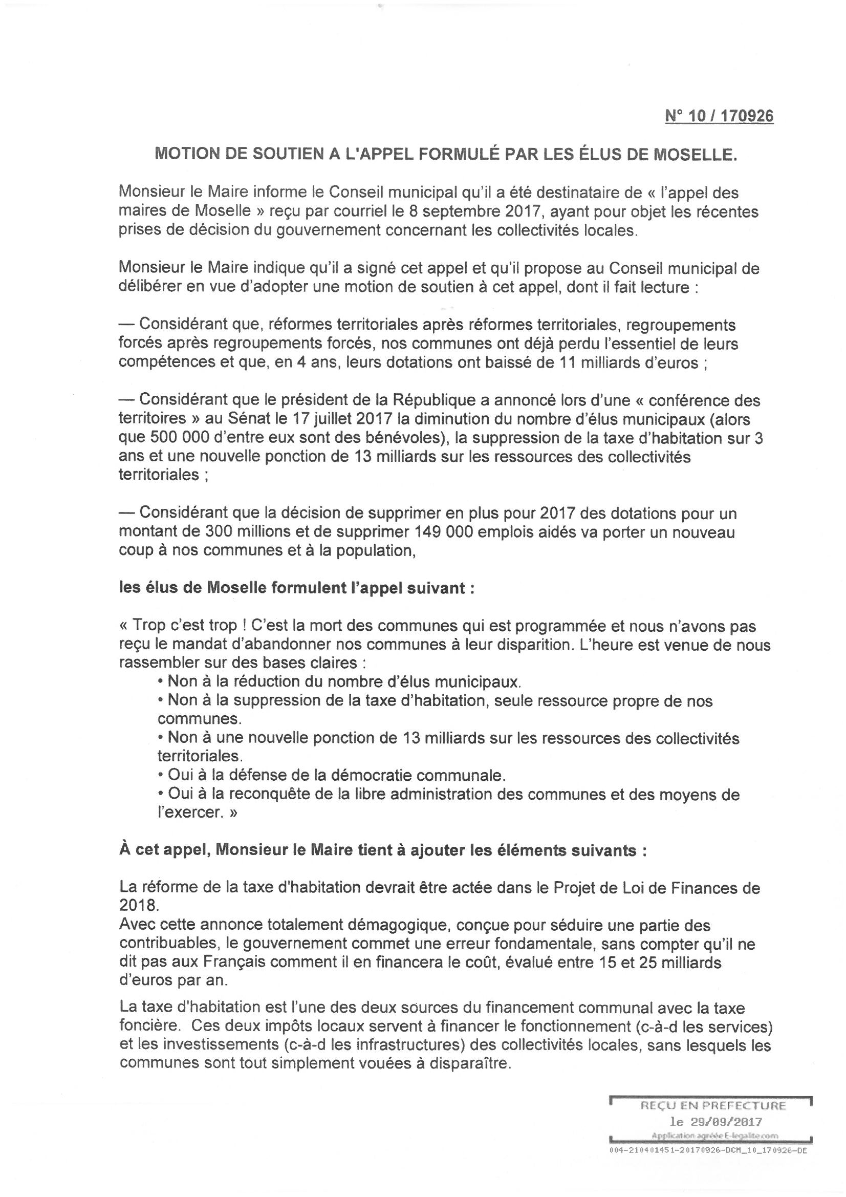 Motion de soutien à l'appel formulé par les élus de Moselle - p2/3