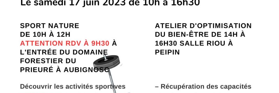 Journée bien-être avec PEIP’S SPORT le 17 juin 2023