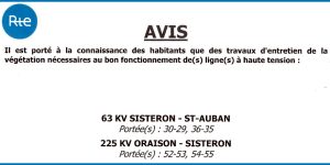 Avis Rte – Travaux d’élagage et d’abattage à Peipin